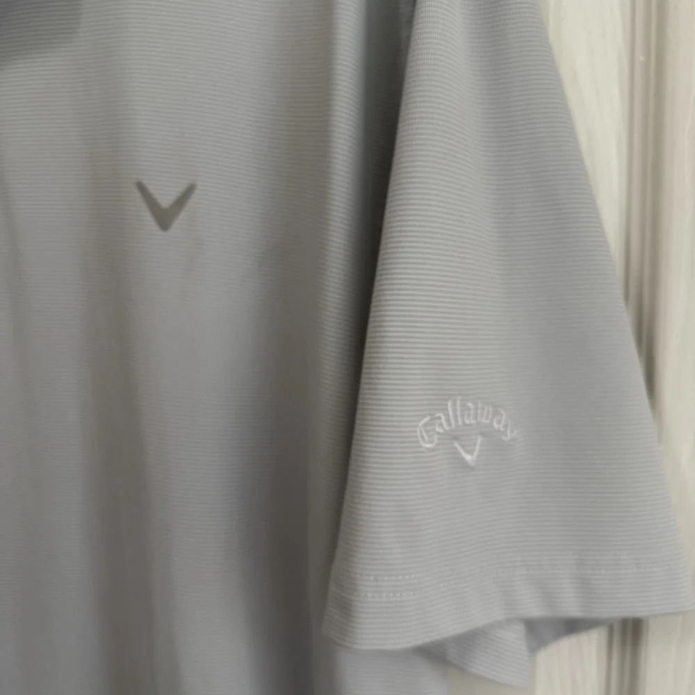 Callaway Opti Dry XL Light Blue & White Striped Performance Golf Shirt - Picture 8 of 9